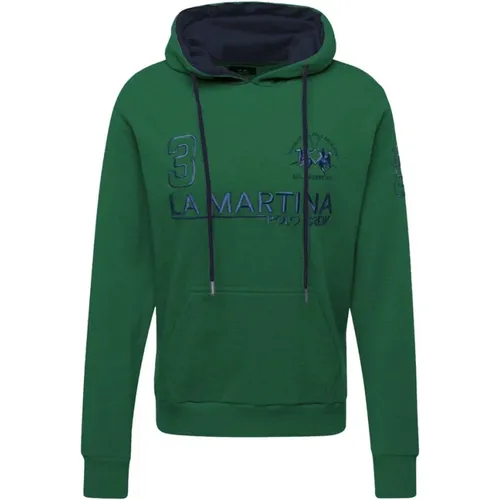 Eleganter grüner Baumwollkapuzenpullover , Herren, Größe: 2XL - LA MARTINA - Modalova