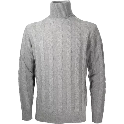 Turtlenecks, male, , Size: M Men's Braided Cashmere Wool Sweater - Cashmere Company - Modalova