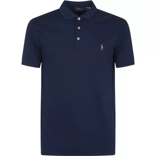 Blaue T-Shirts und Polos, Kurzarm-Strick , Herren, Größe: L - Polo Ralph Lauren - Modalova