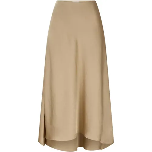 Satin Midi Skirt with Zipper , female, Sizes: XL - Dante 6 - Modalova