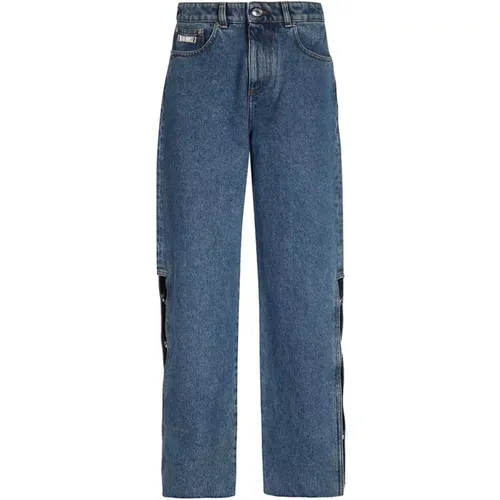 Weite Jeans mit seitlichen Schlitzen , Damen, Größe: W28 - GCDS - Modalova