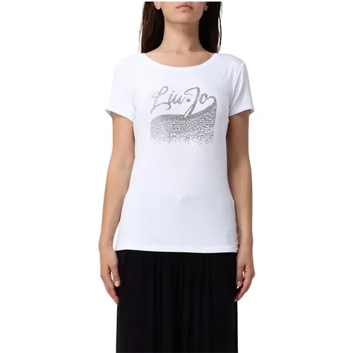 T-Shirts, female, , Size: S Graphic Design Rhinestone Tee Casual Top - Liu Jo - Modalova