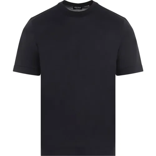 Blau Baumwoll T-Shirt Super-Light Ss24 , Herren, Größe: L - Ermenegildo Zegna - Modalova