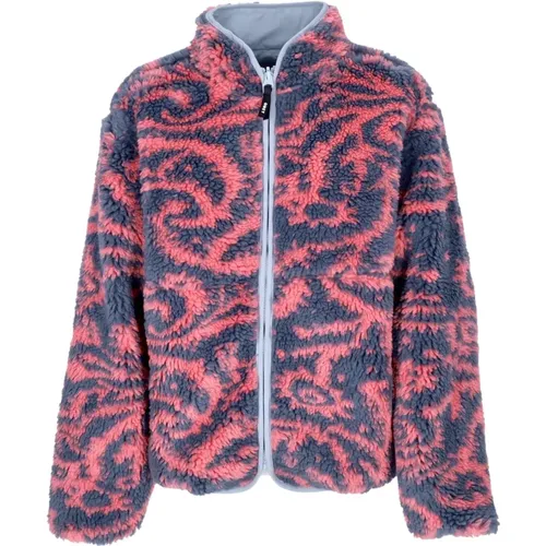 Faux Fur & Shearling Jackets, female, , Size: S Reversible Sherpa Jacket Coral Multi - Obey - Modalova