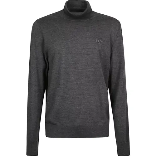 Turtlenecks, male, , Size: XL Grey Turtleneck Pullover Sweater - Dsquared2 - Modalova