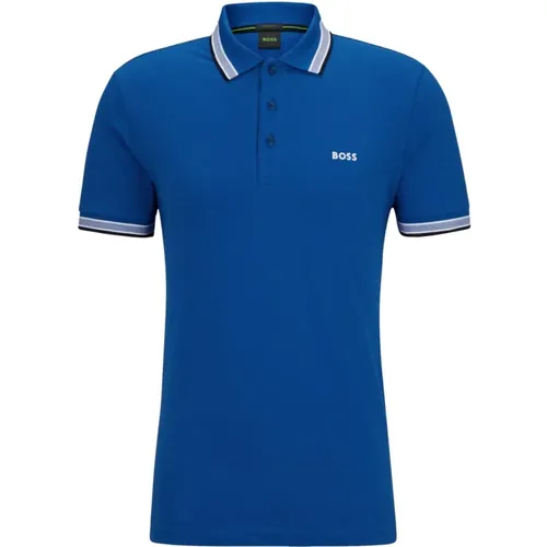 Herren Polo mit Details und Kontrast-Logo Modell 50469055 Paddy Farbe Blau - Hugo Boss - Modalova
