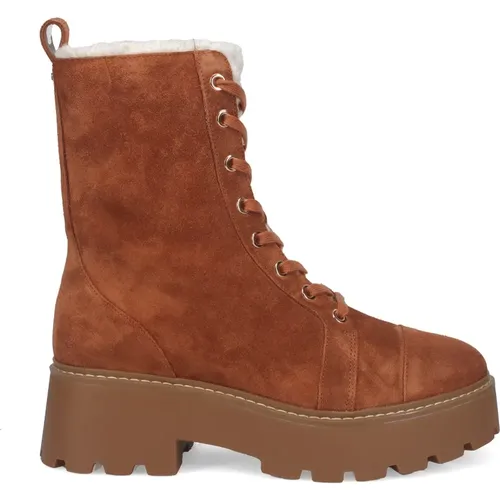 Leather Combat Boots with Faux Fur , female, Sizes: 4 UK, 6 UK, 5 1/2 UK, 4 1/2 UK, 6 1/2 UK, 5 UK - Michael Kors - Modalova