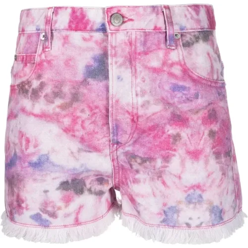 Short Shorts, female, , Size: XS Tie-Dye Frayed Mulberry Shorts - Isabel marant - Modalova