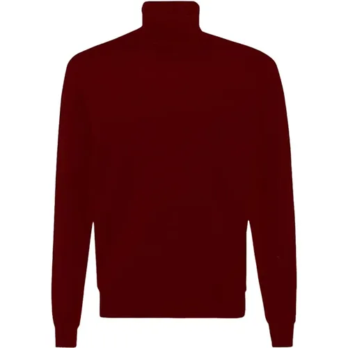 Roter Wollstrick Hoher Kragen Pullover , Herren, Größe: XL - Malo - Modalova