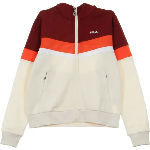 Zip-throughs, female, , Size: M Women's Tracksuit Jacket in Rhubarb/Grey/Fiesta Orange/ - Fila - Modalova