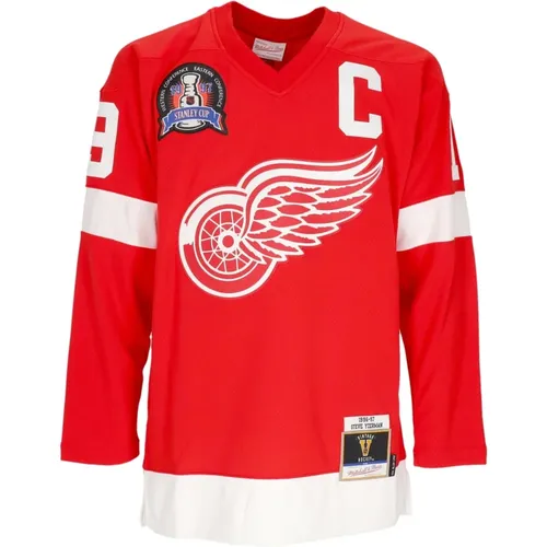 Sportswear, male, , Size: M Vintage Detroit Wings Hockey Jersey - Mitchell & Ness - Modalova