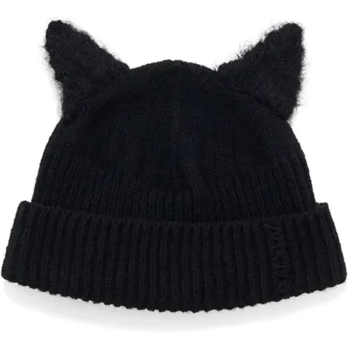 Beanies, male, , Size: M Knitted Beanie with Kitten Ears - Marni - Modalova