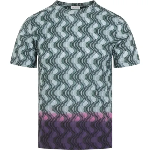 Grünes T-Shirt mit geometrischem Muster , Herren, Größe: M - Dries Van Noten - Modalova