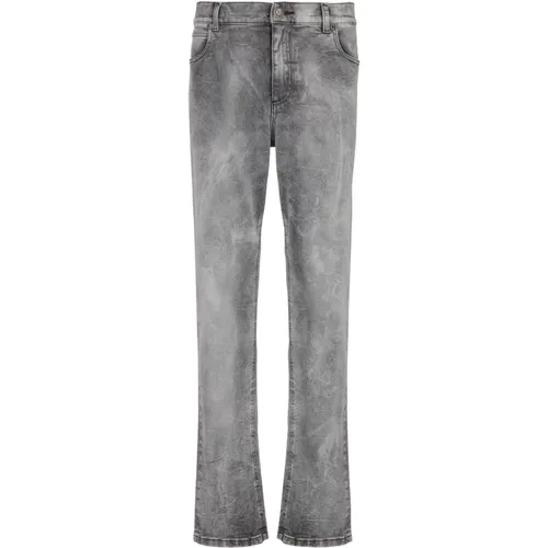 Straight Jeans, male, , Size: W32 Grey denim regular-fit jeans - Balmain - Modalova