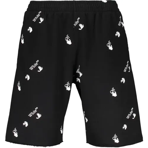 Logo Print Baumwoll Bermuda Shorts , Herren, Größe: XS - Off White - Modalova