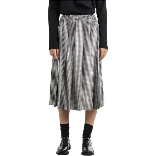 Plaid Pleated Skirt Straight Cut Wool , female, Sizes: L - Comme des Garçons - Modalova