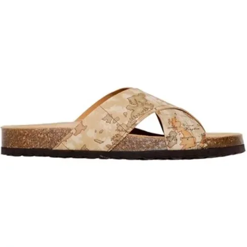 Sliders, male, , Size: 10 US Textile Sandal with 3cm Heel Height - Alviero Martini 1a Classe - Modalova