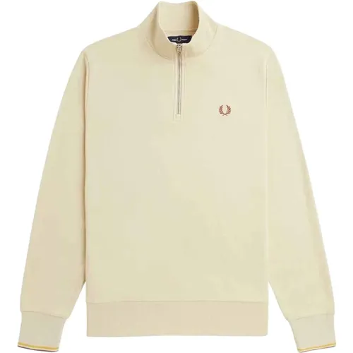 Kaminhals Halb-Zip Pullover , Herren, Größe: M - Fred Perry - Modalova