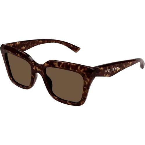 Stylische Sonnenbrille AM0473S,Stylische Sonnenbrille Am0473S Schwarz,Schwarz/Graue Sonnenbrille Am0473S - alexander mcqueen - Modalova