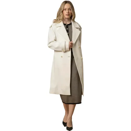 Belted Coats, female, , Size: L Stylish Trench Coat with Wide Lapels - Kocca - Modalova