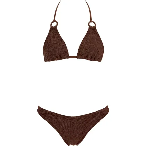 Ruched Triangle Bikini Set with Rings , female, Sizes: ONE SIZE - Hunza G - Modalova