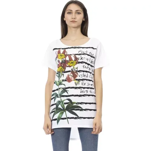 Elegantes weißes T-Shirt mit Frontprint , Damen, Größe: M - Trussardi - Modalova