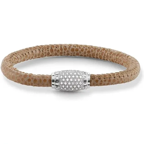 Bracelets, female, , Size: ONE SIZE Brown/Silver Leather Bracelet with Zirconia Accents - Thomas Sabo - Modalova