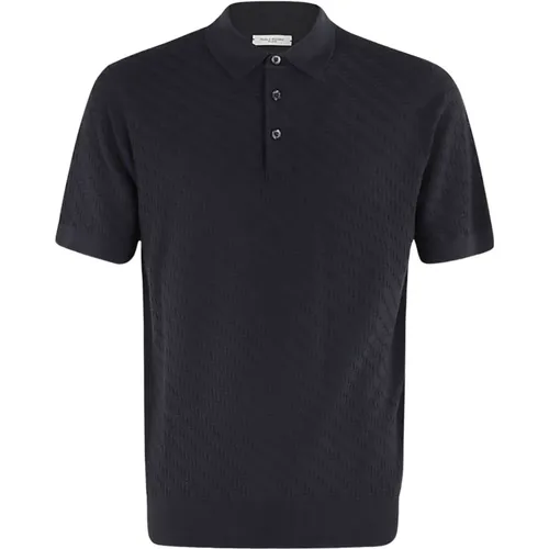 Chevron Knit Polo Shirt , male, Sizes: M - Paolo Pecora - Modalova