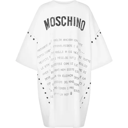 Weiße Kleid mit Frontdruck , Damen, Größe: S - Moschino - Modalova