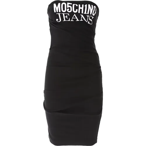 Logo Print Strapless Dress , female, Sizes: L, M, XS, S - Moschino - Modalova