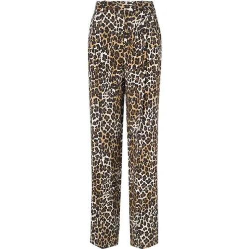 Straight Trousers, female, , Size: XL Animalier Pants - Elisabetta Franchi - Modalova