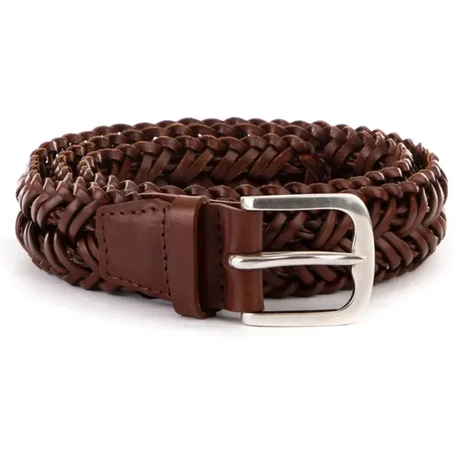 Braided Leather Belt with Silver Buckle , female, Sizes: 100 CM, 105 CM - Orciani - Modalova