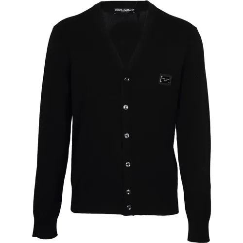 Herren Woll-Kaschmir-Cardigan - V-Ausschnitt Knopfverschluss - Dolce & Gabbana - Modalova