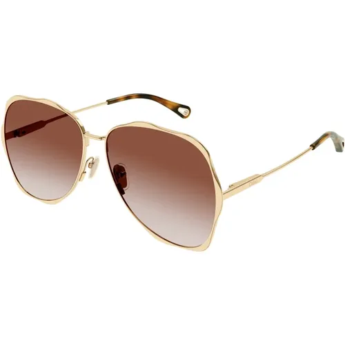Sunglasses,Gold Gradient Grüne Sonnenbrille,Gold/Grey Shaded Sunglasses - Chloé - Modalova