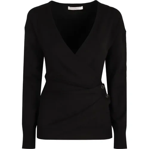 Asymmetrischer V-Ausschnitt Wollpullover - Philosophy di Lorenzo Serafini - Modalova