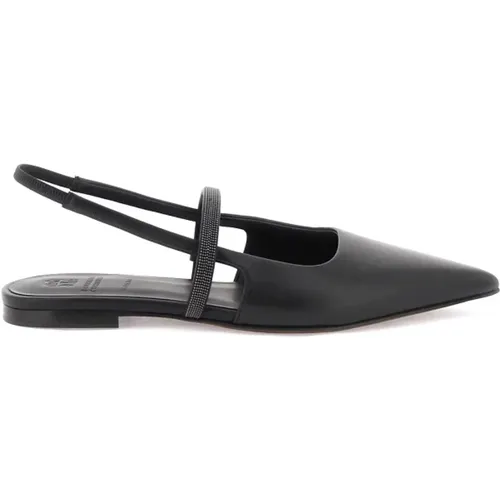 Slingback ballet flats with precious strap , female, Sizes: 7 UK, 3 UK, 4 UK, 5 UK - BRUNELLO CUCINELLI - Modalova