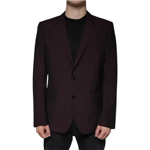 Blazers, male, , Size: 2XL Burgundy Slim Fit Dress Blazer - Dolce & Gabbana - Modalova