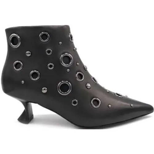 Heeled Boots, female, , Size: 7 US Studded Leather Ankle Boots - Jeannot - Modalova