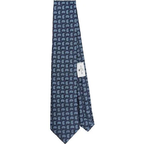 Ties, male, , Size: ONE SIZE Navy Patterned Jacquard Tie - ETRO - Modalova