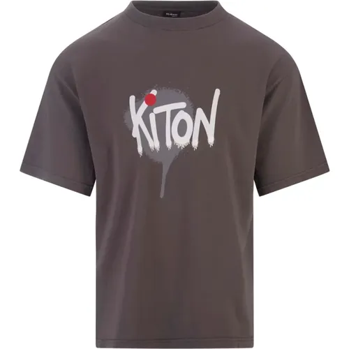 Herren Graffiti-Style T-shirt in Grau , Herren, Größe: L - Kiton - Modalova