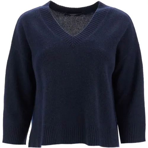 Blaue Oversized-Kaschmir-Strickpullover - Max Mara Weekend - Modalova