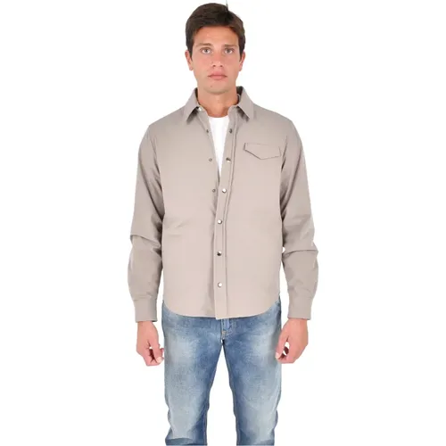 Light Jackets, male, , Size: L Snap-Front Overshirt - Drumohr - Modalova