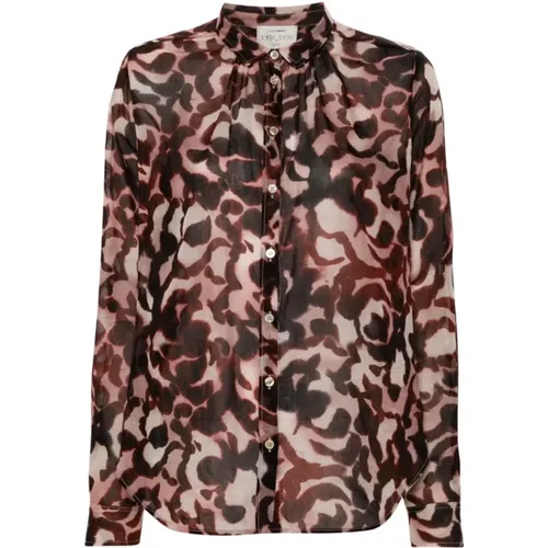 Abstract Print Silk Shirt Bordeaux , female, Sizes: S - Forte Forte - Modalova