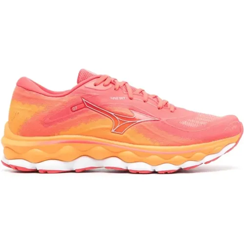 Sneakers, male, , Size: 8 1/2 US Coral Pink Knit Sneakers - Mizuno - Modalova