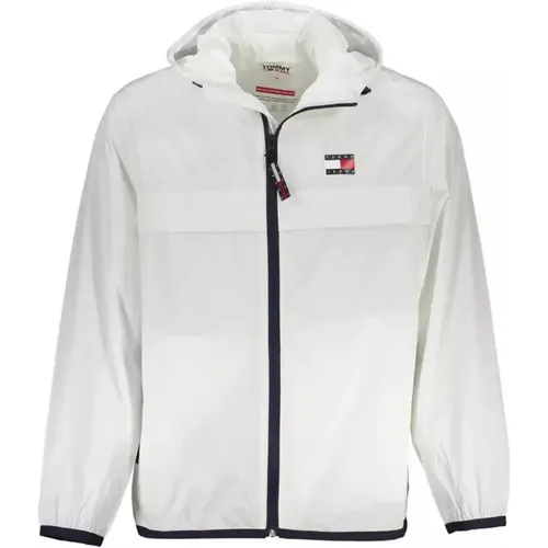 Sportliche Wasserdichte Weiße Jacke , Herren, Größe: L - Tommy Hilfiger - Modalova