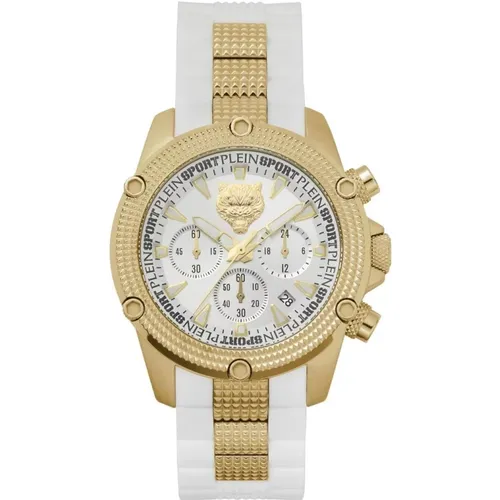 Watches, female, , Size: ONE SIZE Hurricane Chrono Golden White Watch - Plein Sport - Modalova