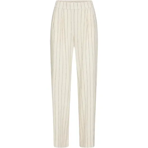 Cream Pinstripe Guddi Trousers , female, Sizes: M, XS - Levete Room - Modalova