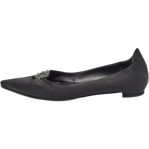 Pre-owned Satin flats , female, Sizes: 4 UK - Manolo Blahnik Pre-owned - Modalova