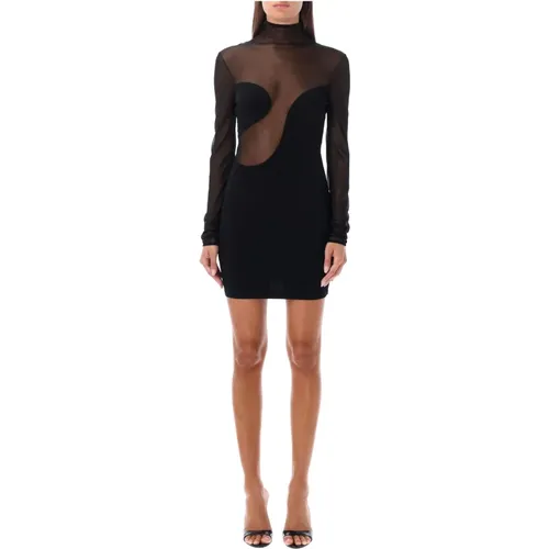 Schwarzes Figurbetontes Halbtransparentes Kleid Aw23 , Damen, Größe: M - Nensi Dojaka - Modalova
