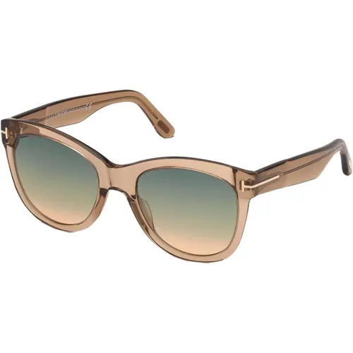 Wallace Sunglasses in Shiny Light /Green , female, Sizes: 54 MM - Tom Ford - Modalova